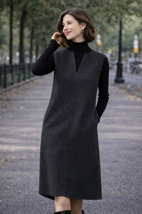 Margot Wool Pinafore Dress Charcoal 1