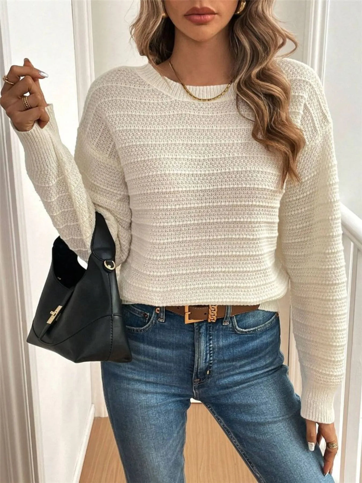 Margot Knit Sweater Top with Bow Back Multi 5