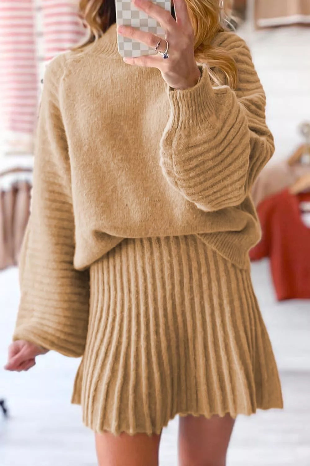 Margot Knit Sweater Set Tan 1