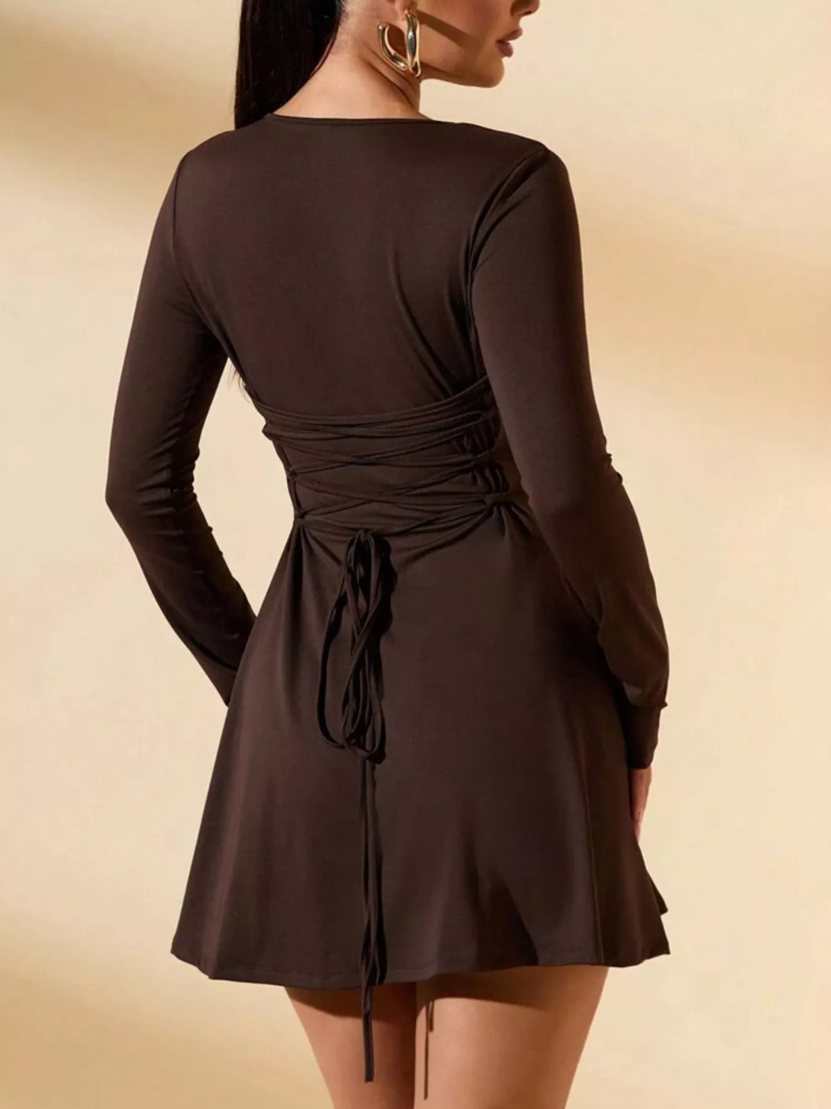 Margot Satin Mini Dress Brown 4