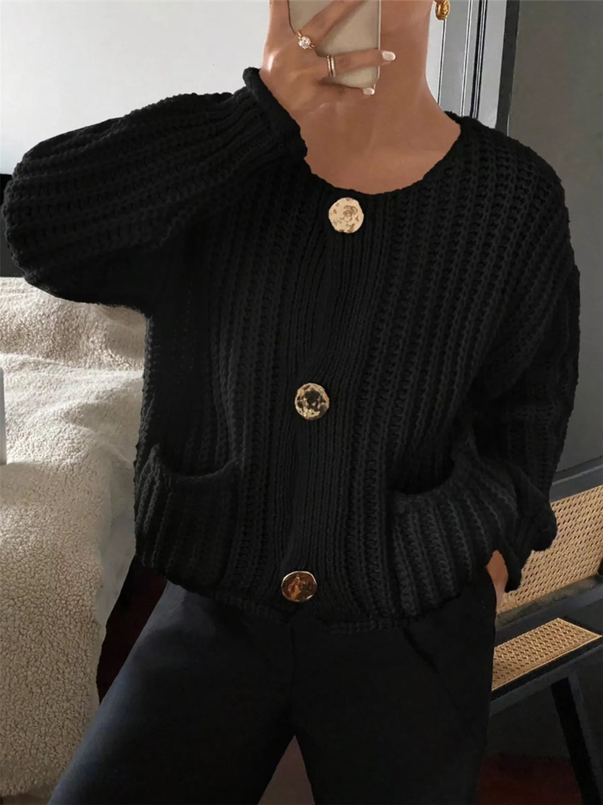 Margot Linen Button Cardigan Beige 5
