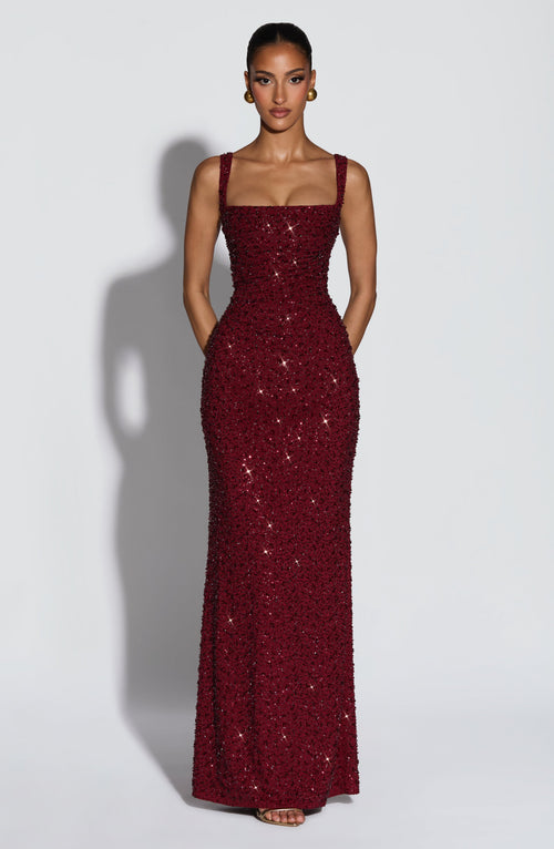 Calanthe Burgundy Sparkle Maxi Dress Burgundy Sparkle 1