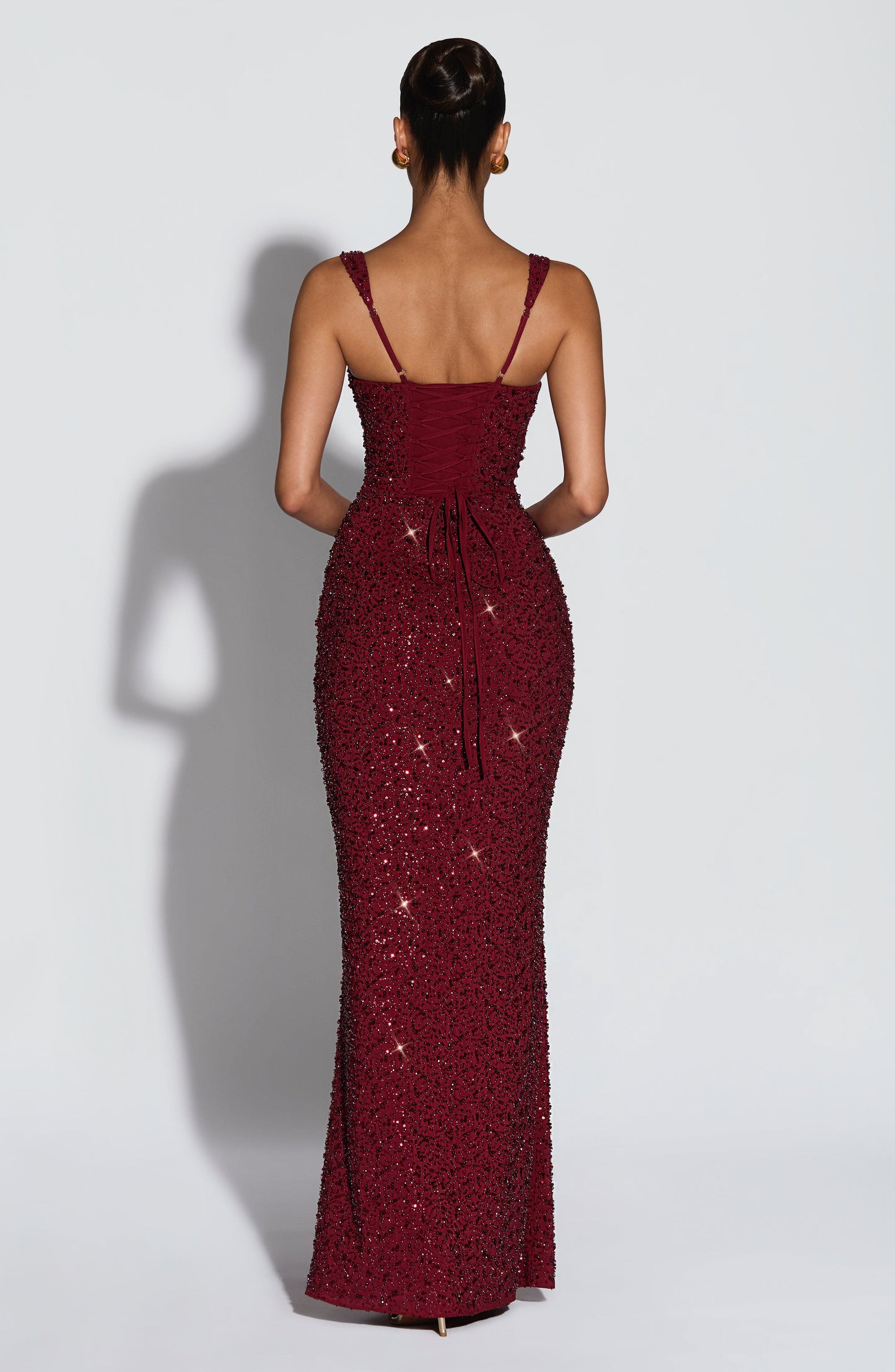 Calanthe Sparkle Maxi Dress Burgundy Sparkle 2