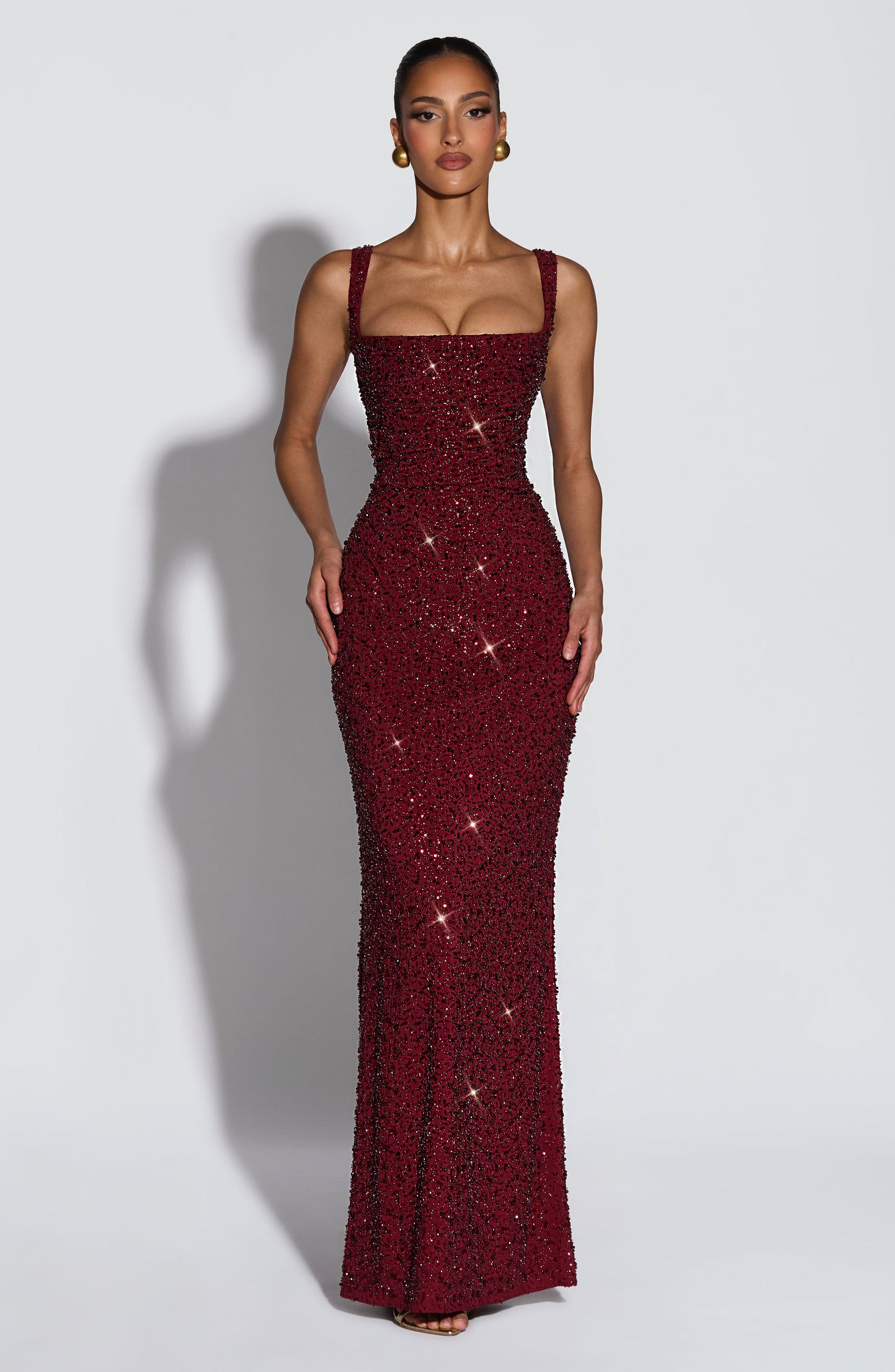 Calanthe Sparkle Maxi Dress Burgundy Sparkle 4