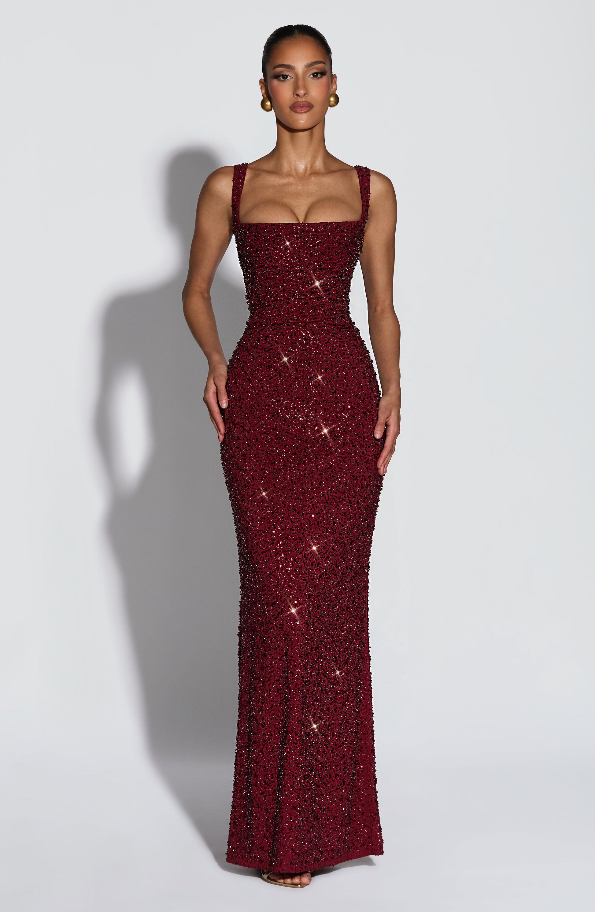 Calanthe Sparkle Maxi Dress Burgundy Sparkle 4