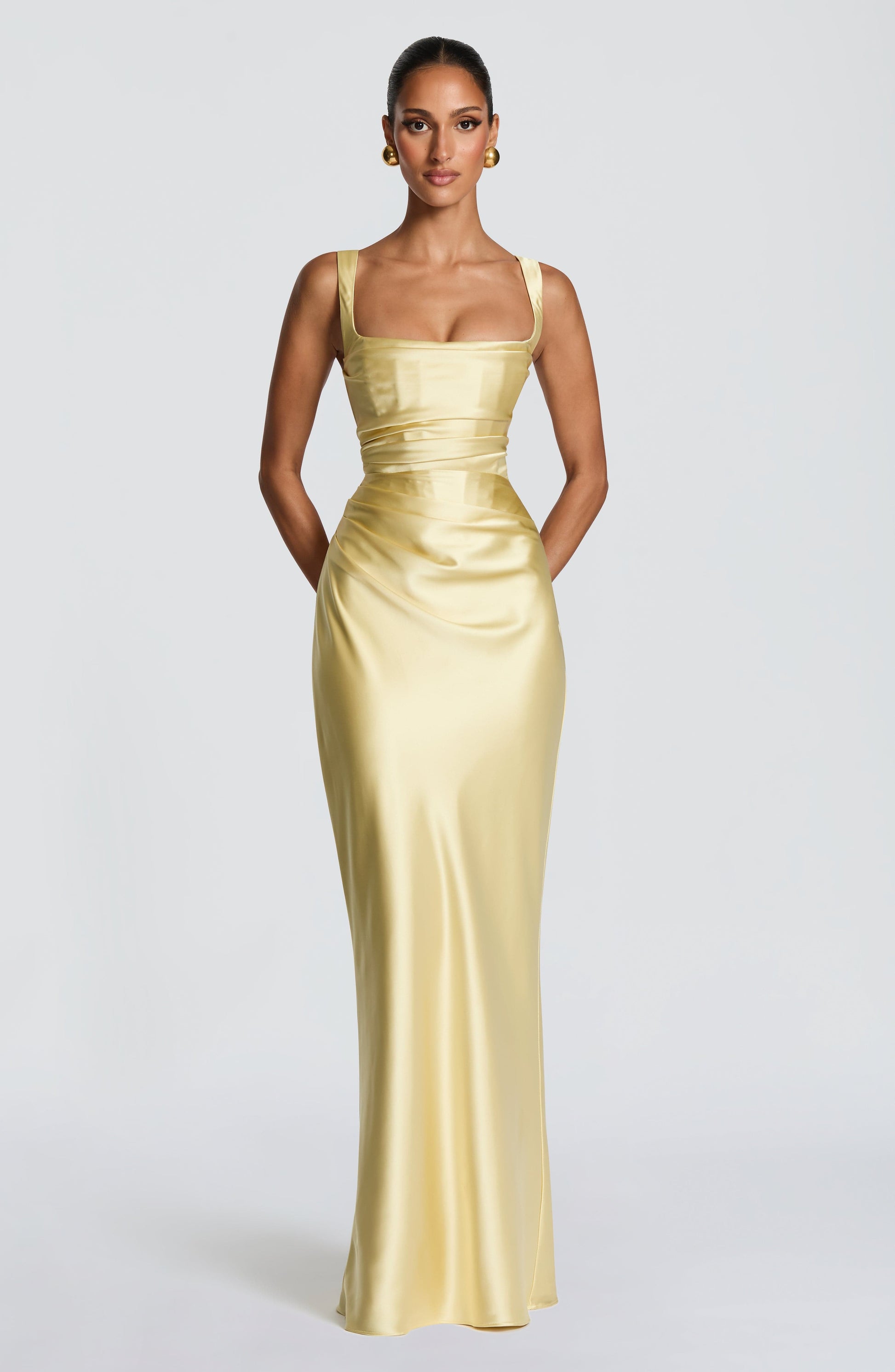 Calanthe Sparkle Maxi Dress Lemon 1