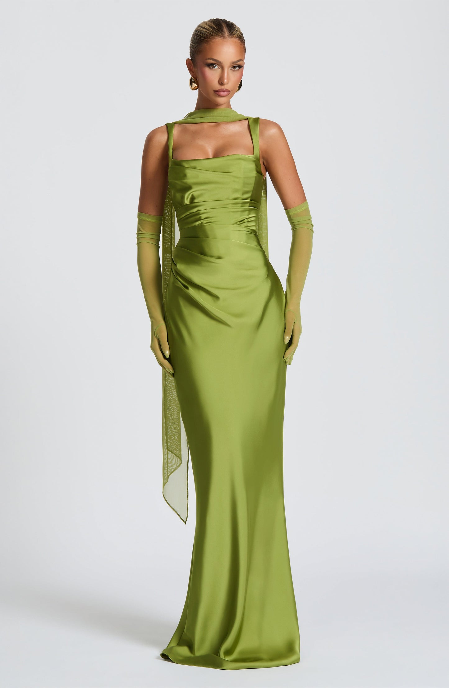 Calanthe Sparkle Maxi Dress Olive 2
