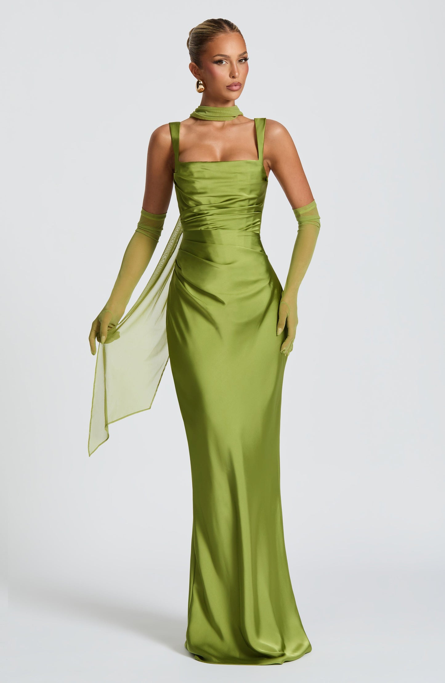 Calanthe Sparkle Maxi Dress Olive 4