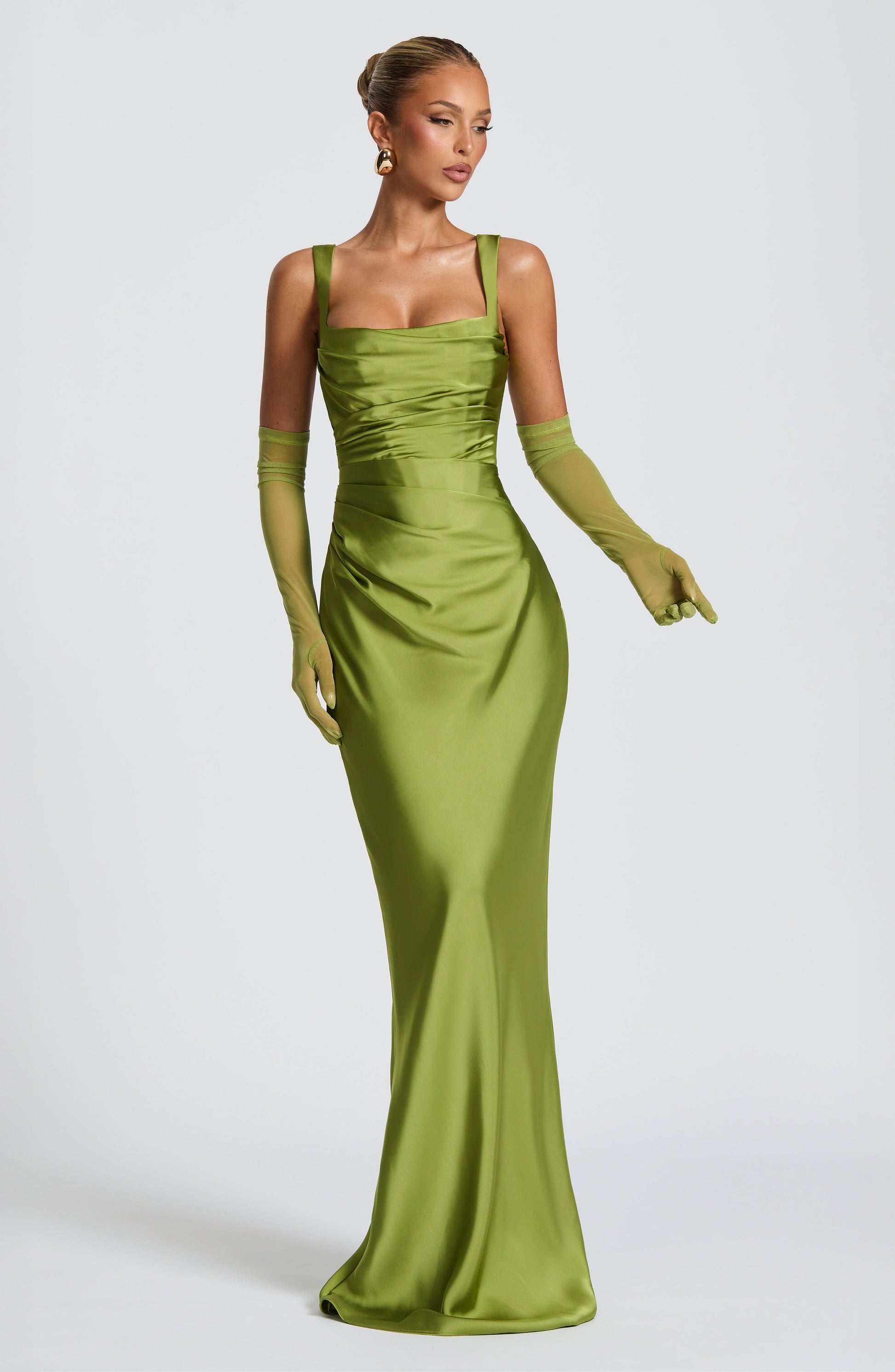 Calanthe Sparkle Maxi Dress Olive 8