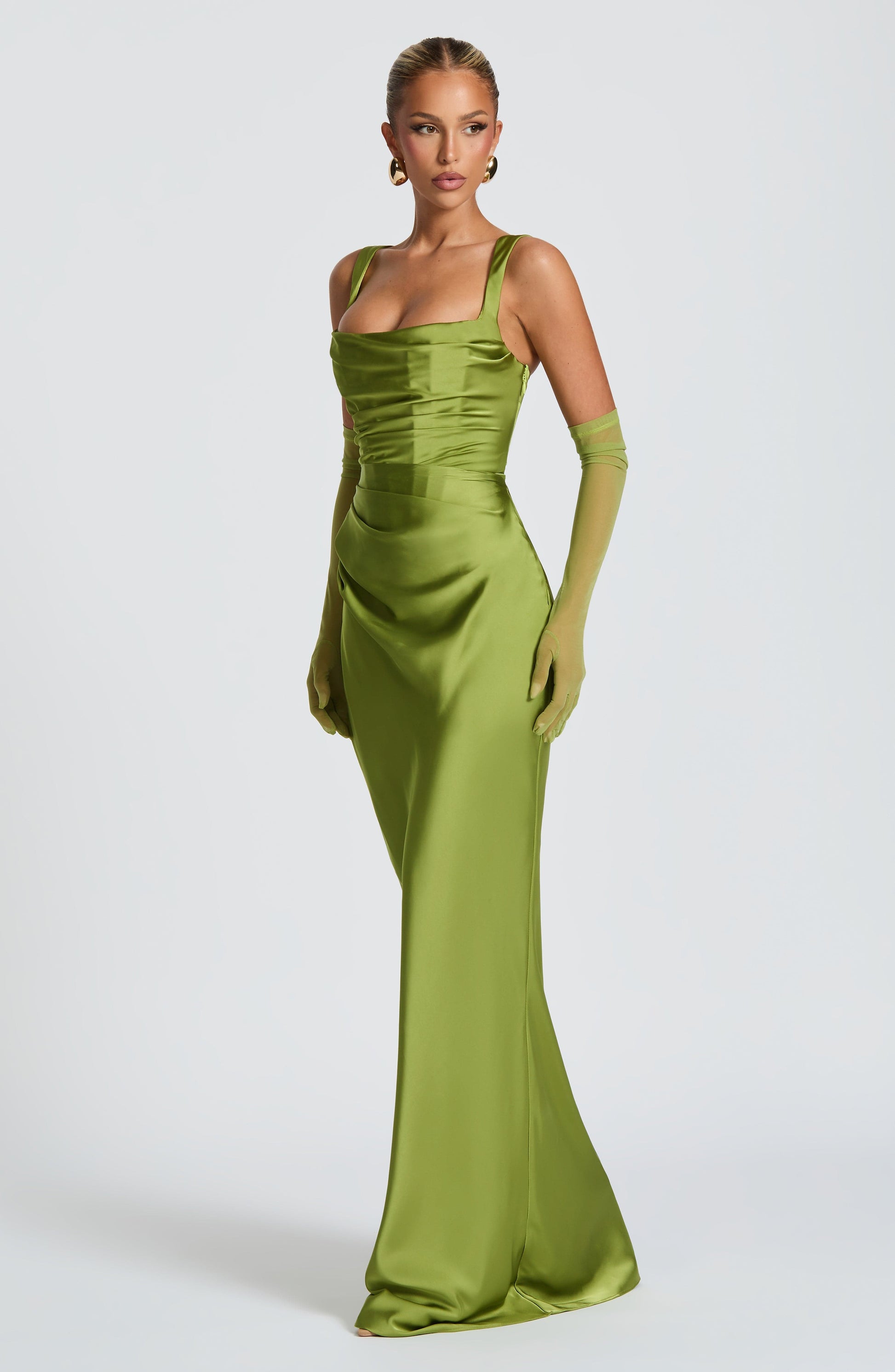 Calanthe Sparkle Maxi Dress Olive 6