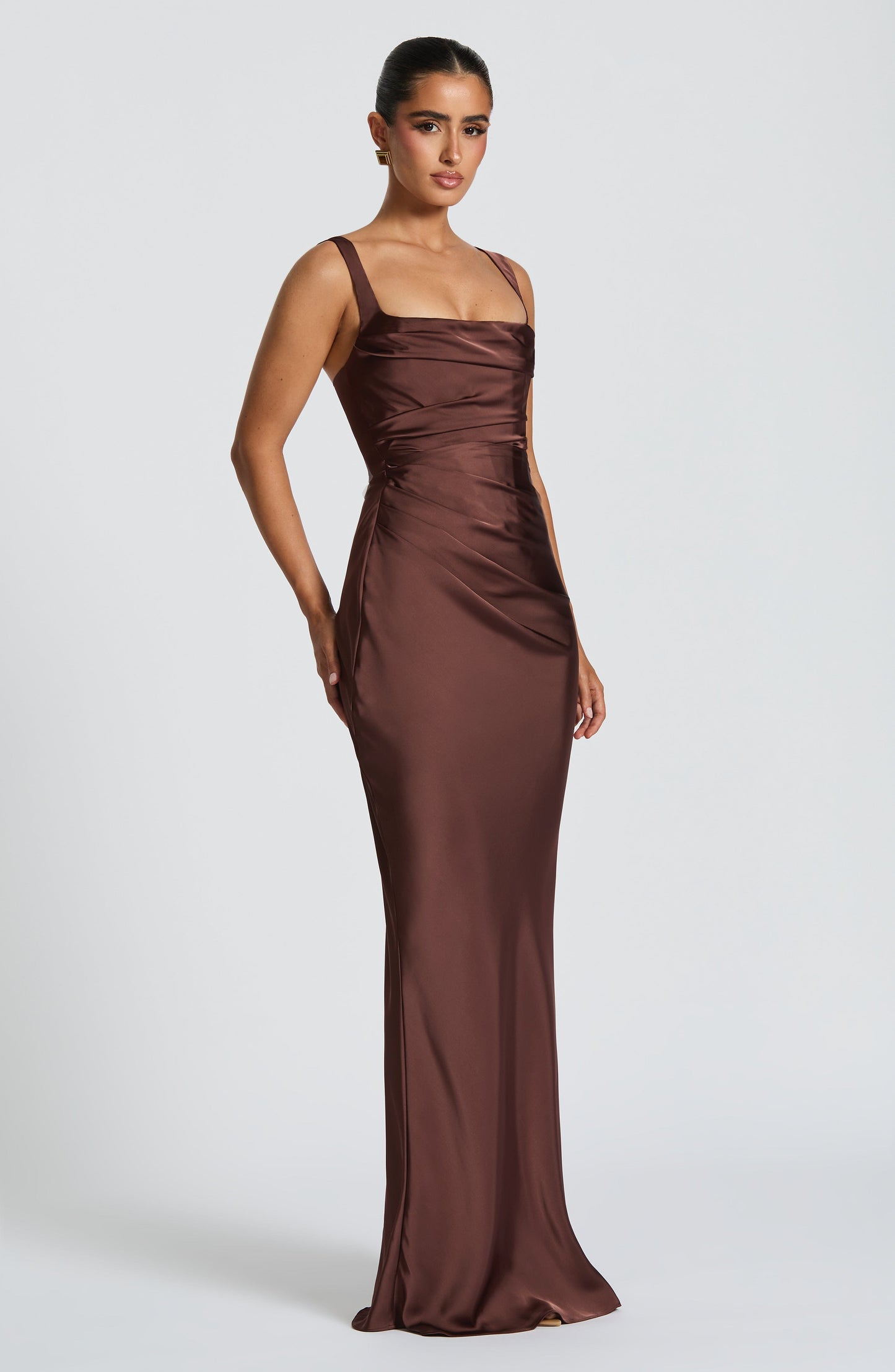 Calanthe Sparkle Maxi Dress Plum Brown 4
