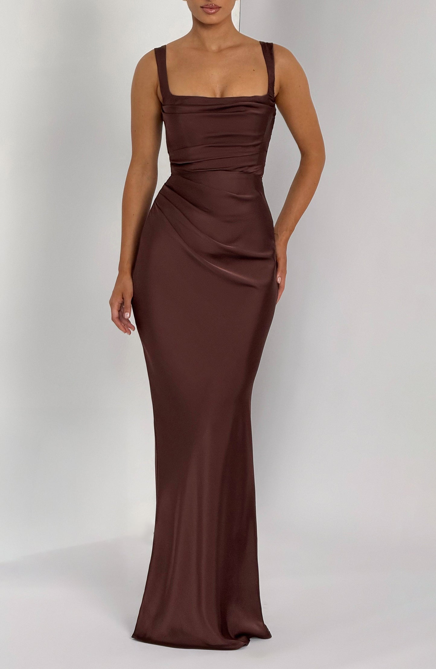 Calanthe Sparkle Maxi Dress Plum Brown 2