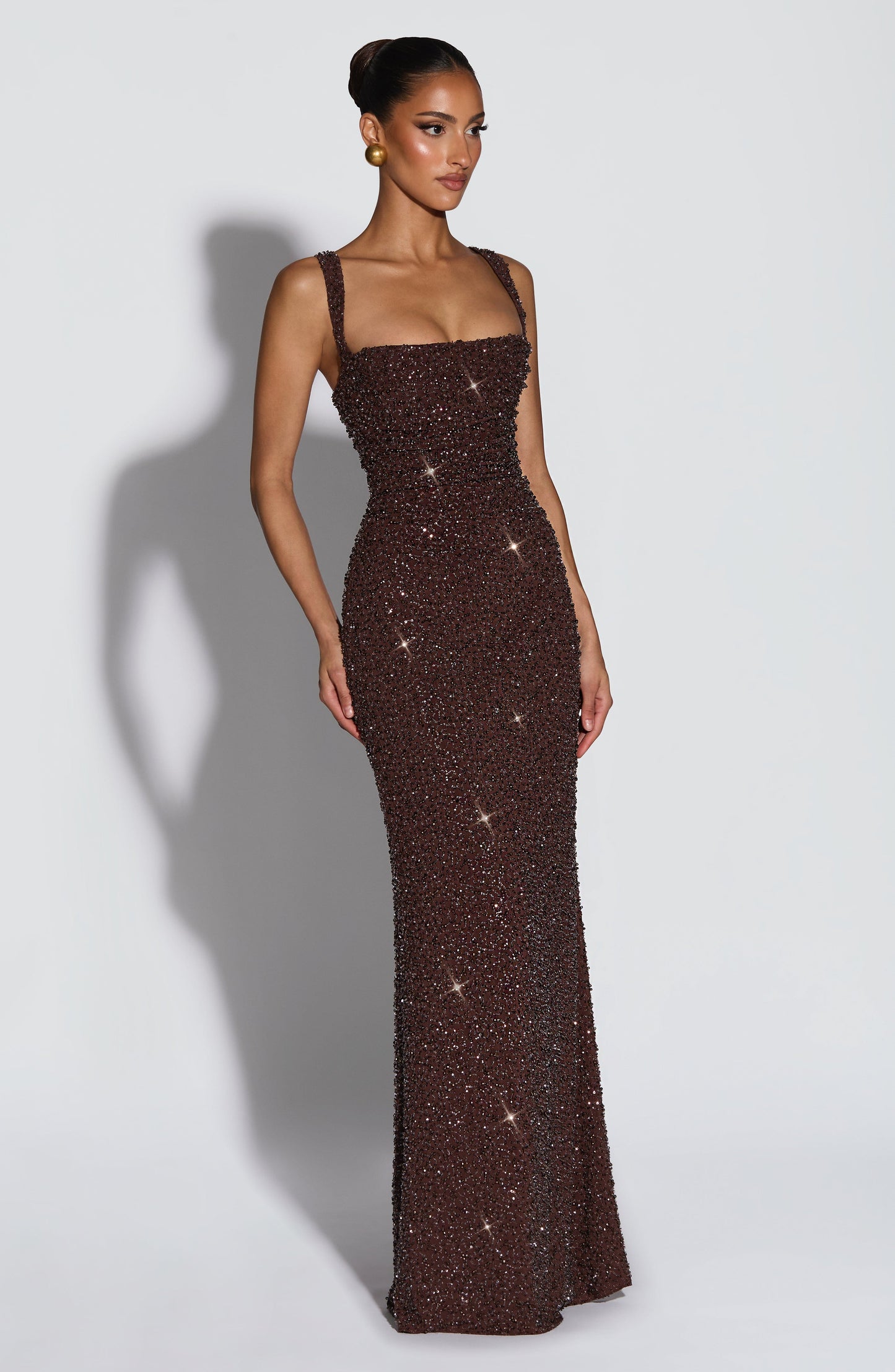 Calanthe Sparkle Maxi Dress Plum Brown Sparkle 6