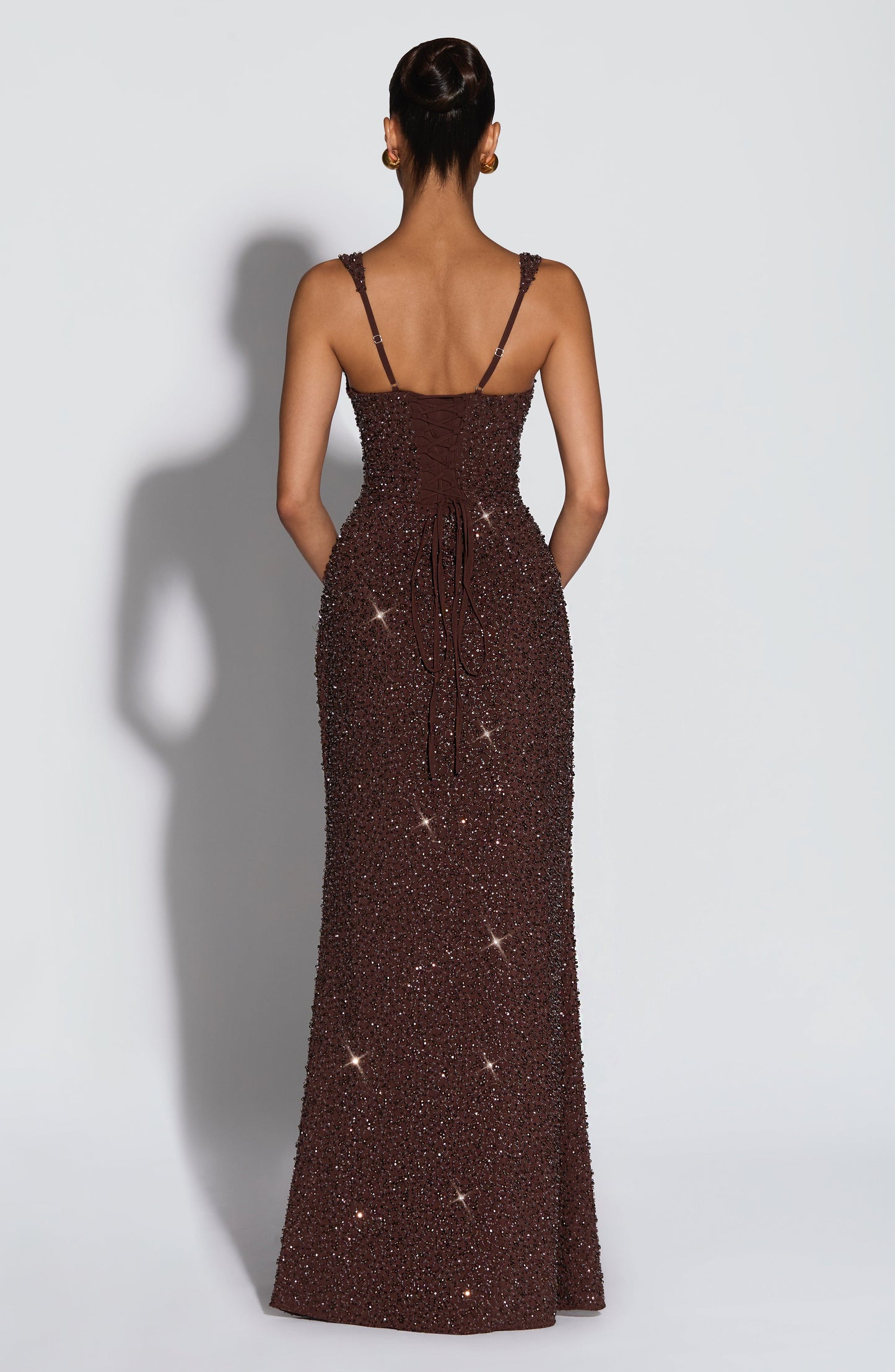 Calanthe Sparkle Maxi Dress Plum Brown Sparkle 3