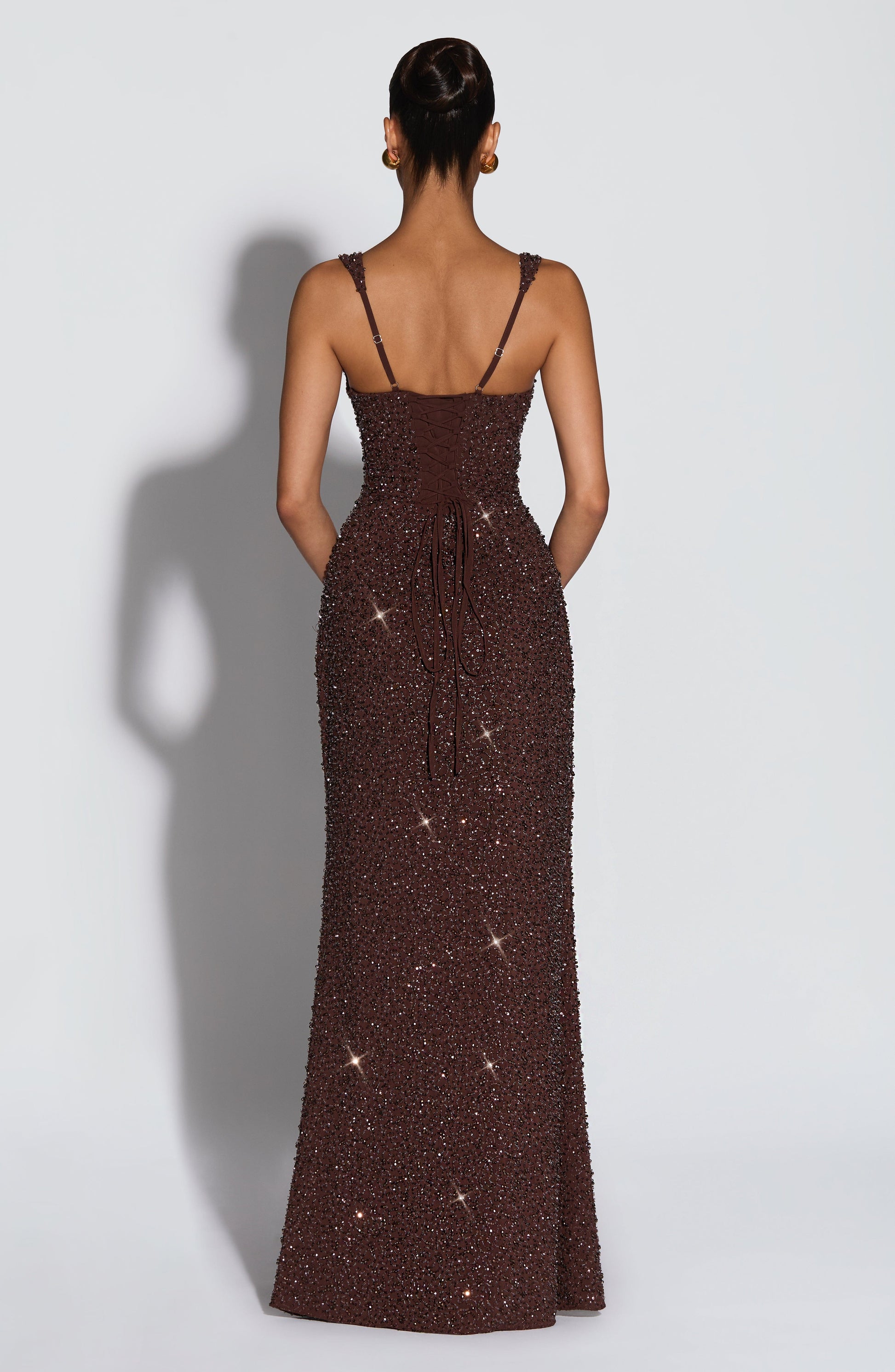 Calanthe Sparkle Maxi Dress Plum Brown Sparkle 3
