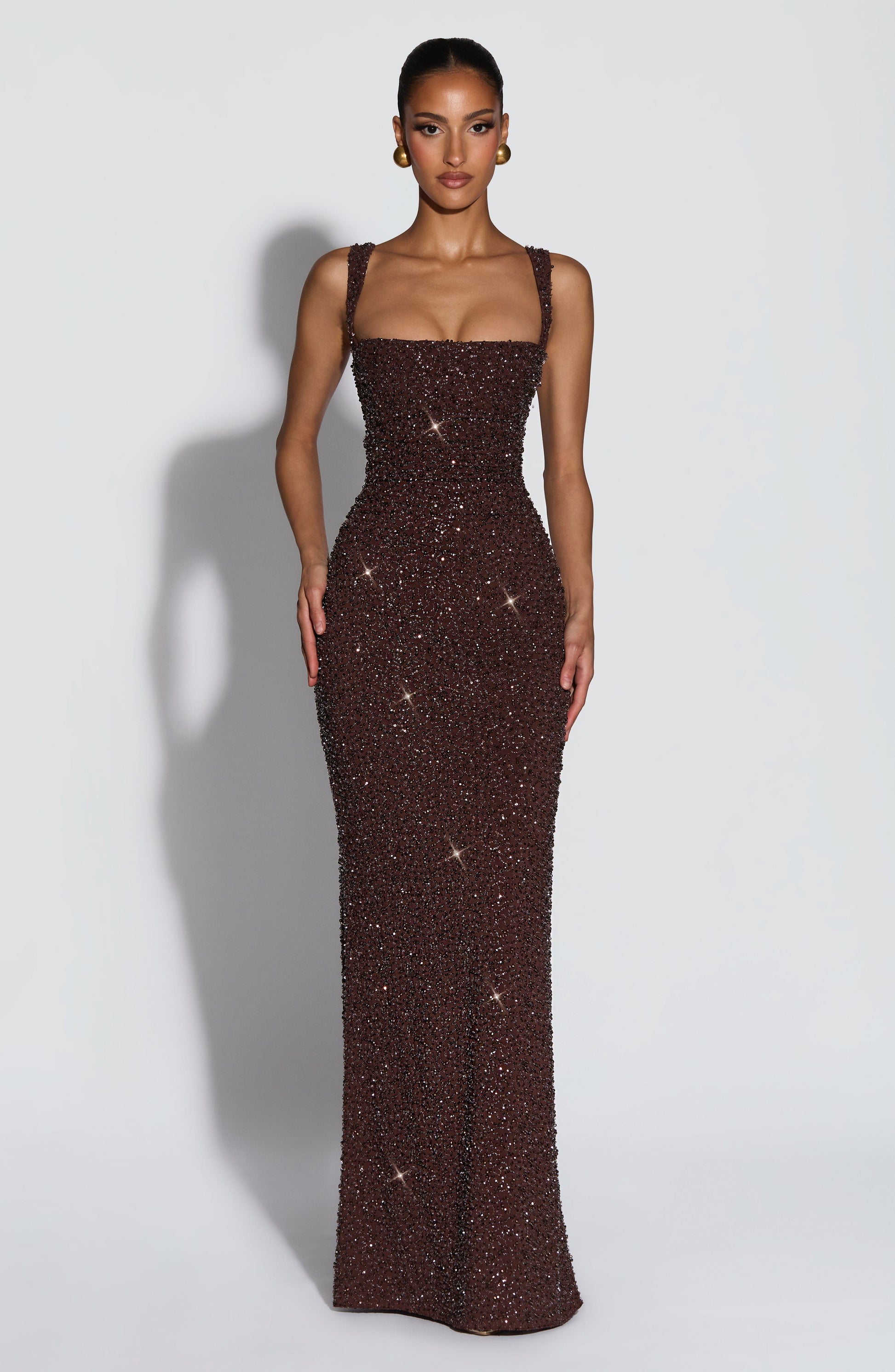 Calanthe Sparkle Maxi Dress Plum Brown Sparkle 2