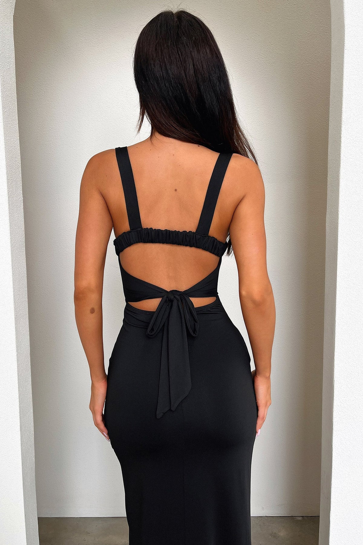 Calvary Satin Maxi Dress Black 5