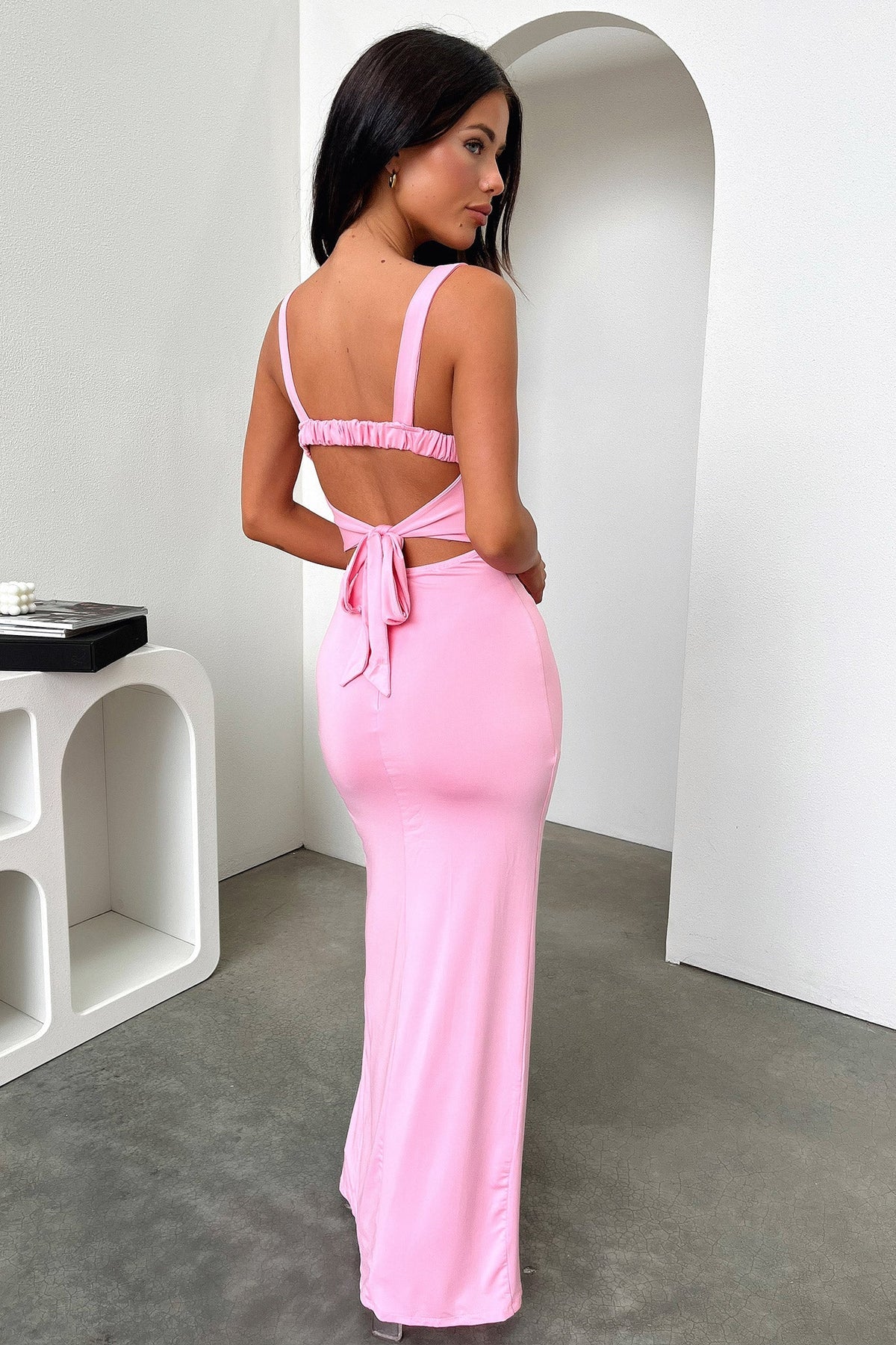 Calvary Satin Maxi Dress Pink 6