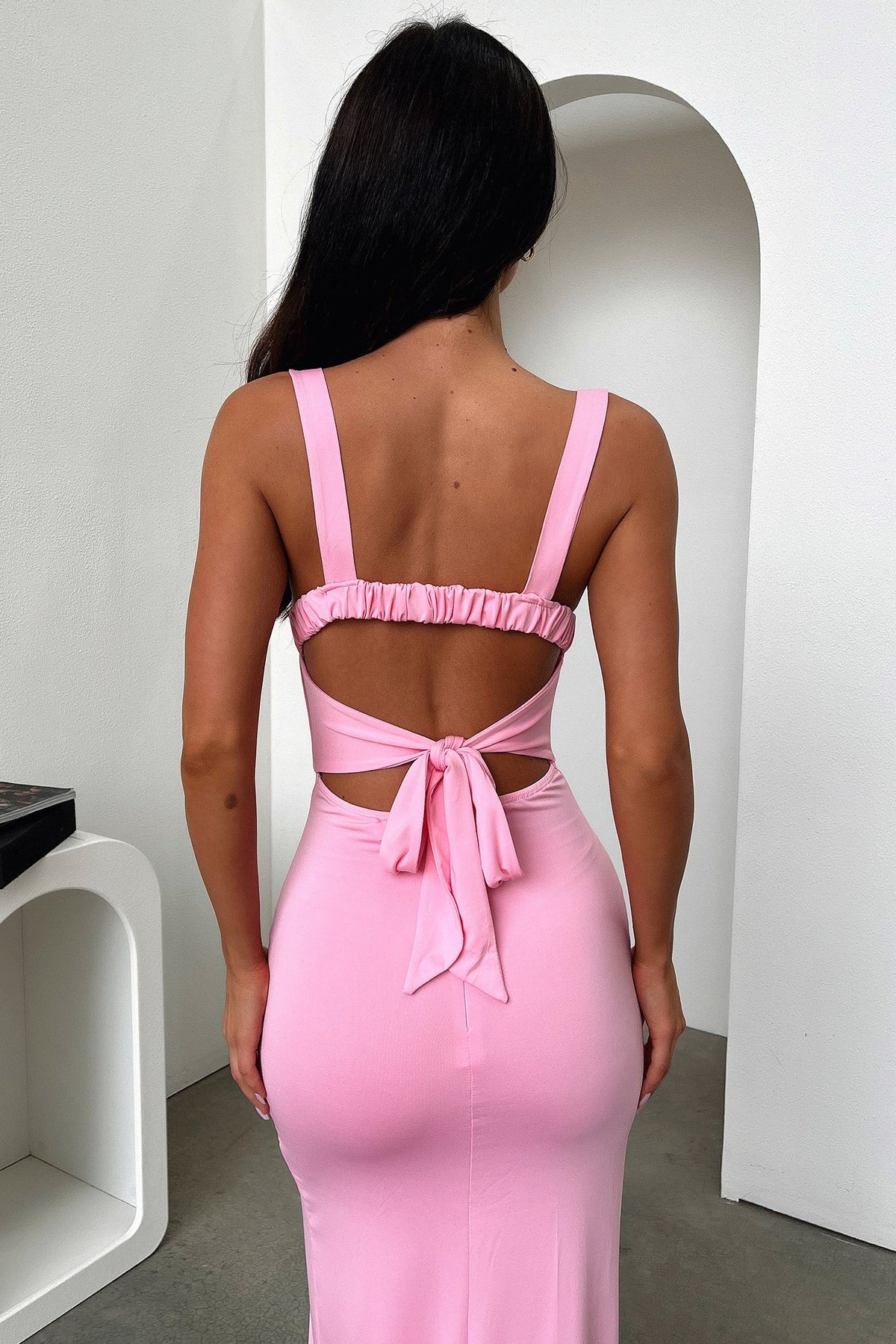 Calvary Satin Maxi Dress Pink 5