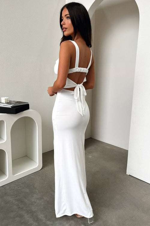 Calvary Satin Maxi Dress White 1