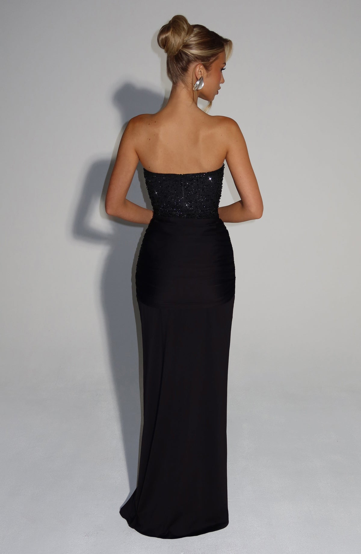 Carina Burgundy Satin Maxi Dress Black 2