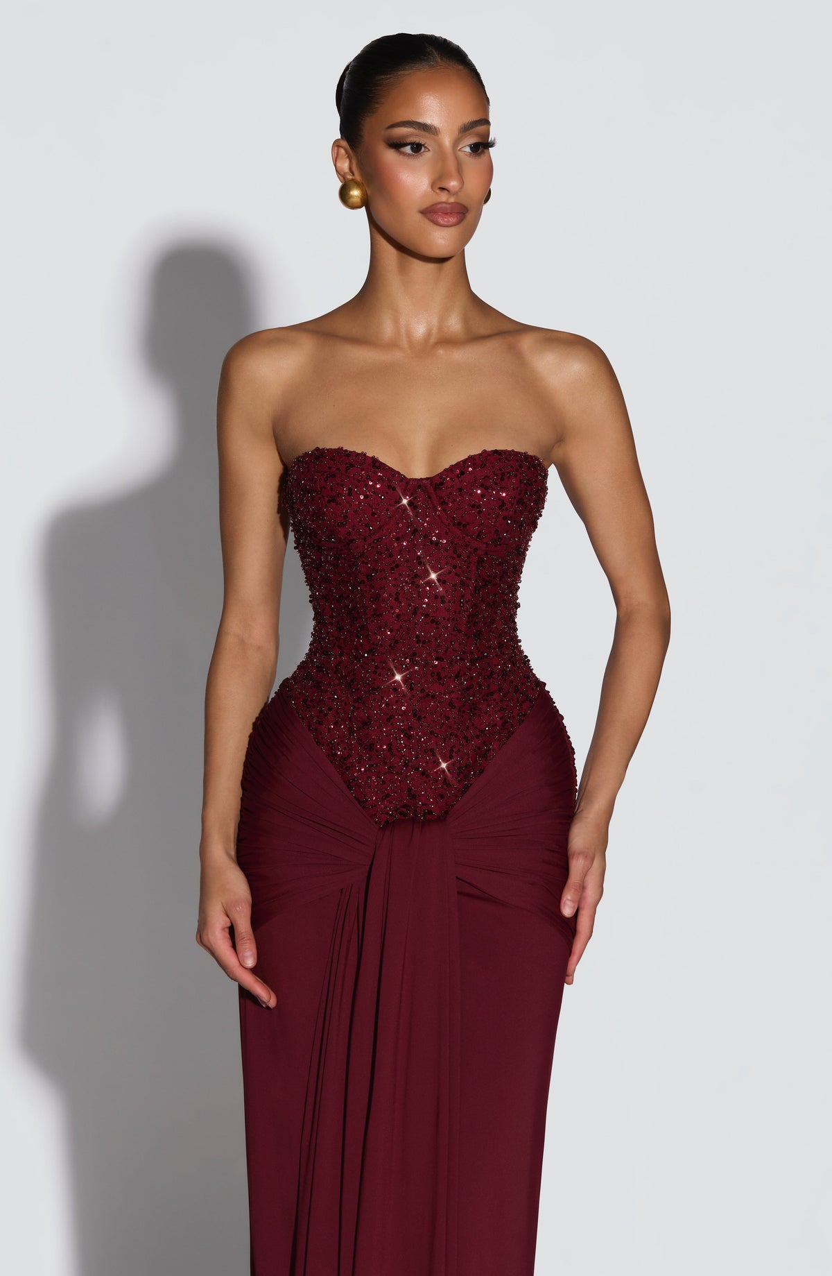 Carina Burgundy Satin Maxi Dress Burgundy 4