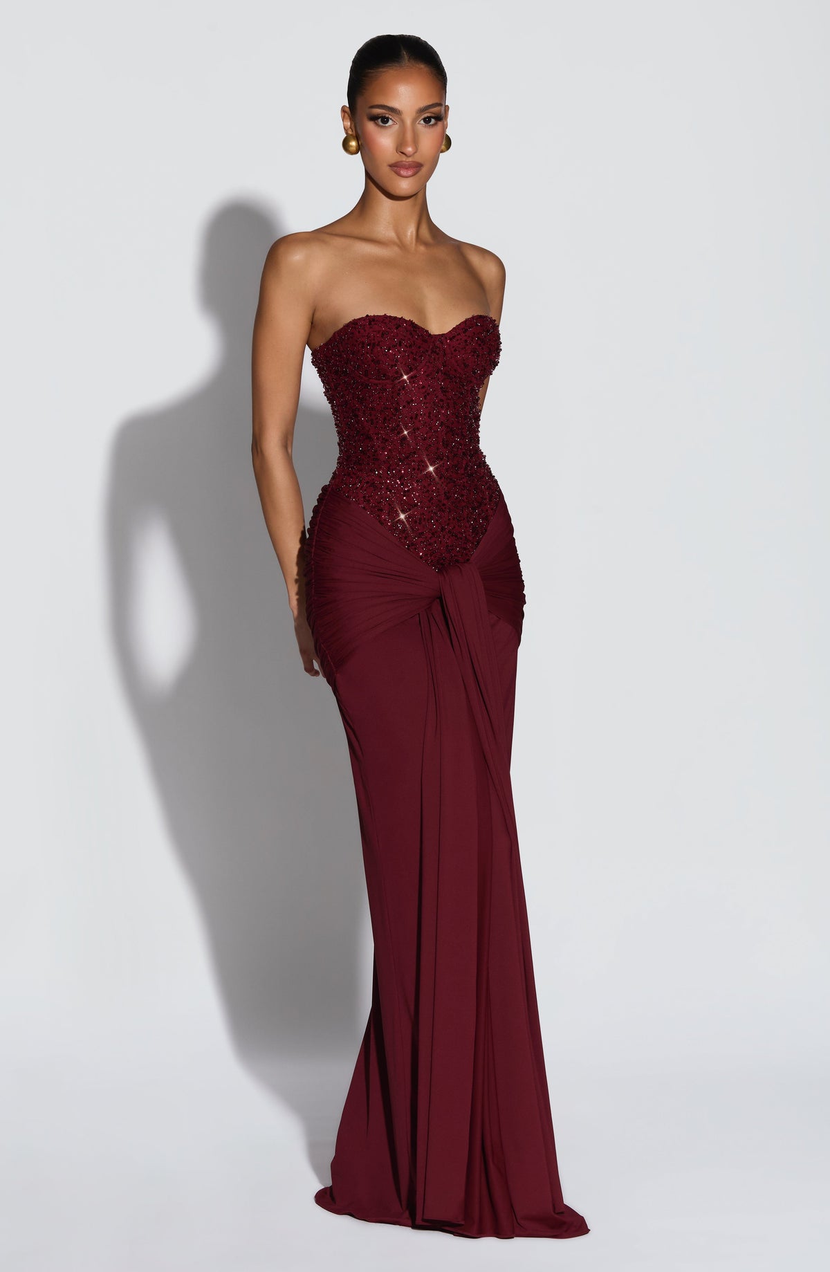 Carina Burgundy Satin Maxi Dress Burgundy 3