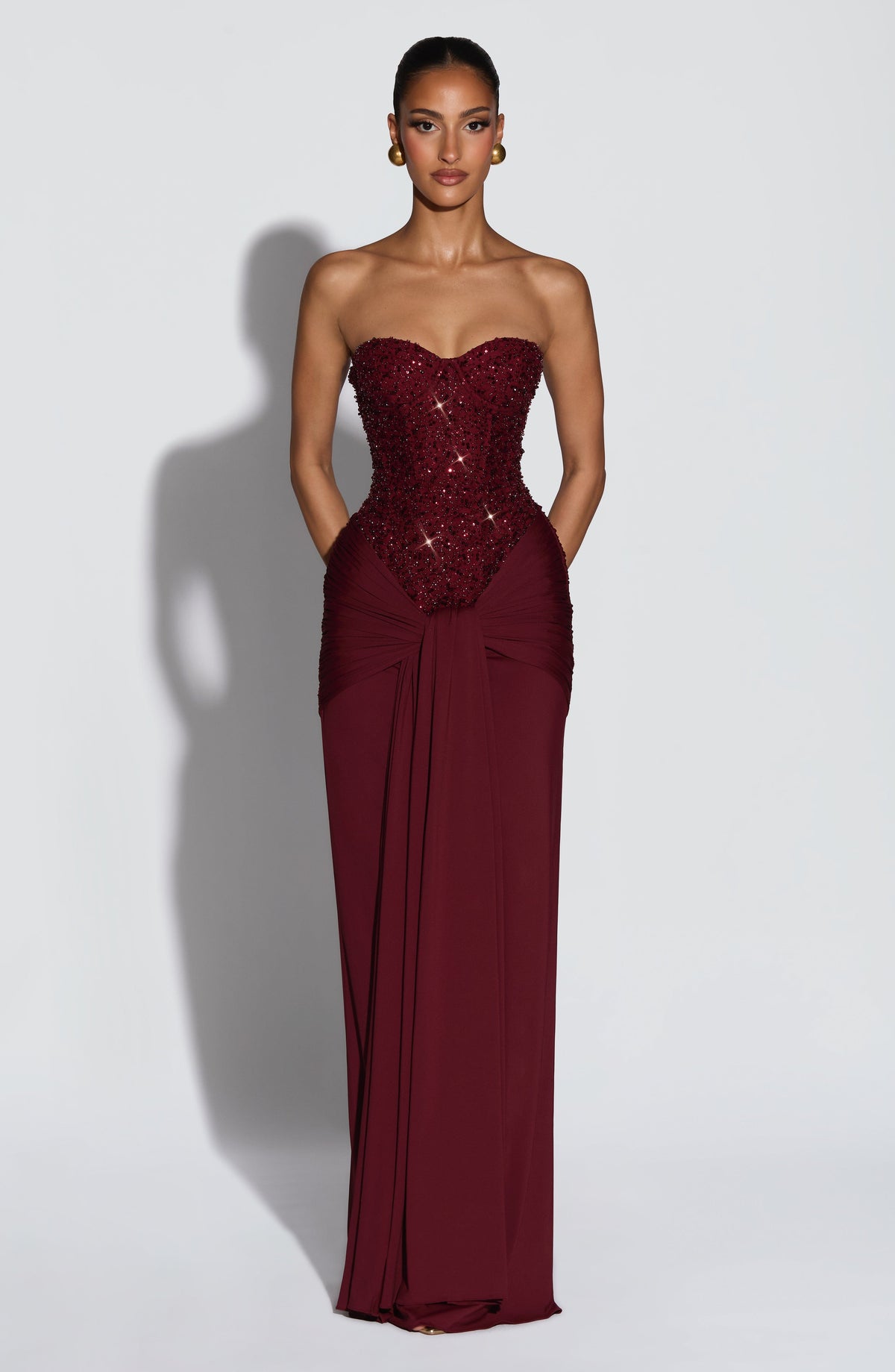 Carina Burgundy Satin Maxi Dress Burgundy 6