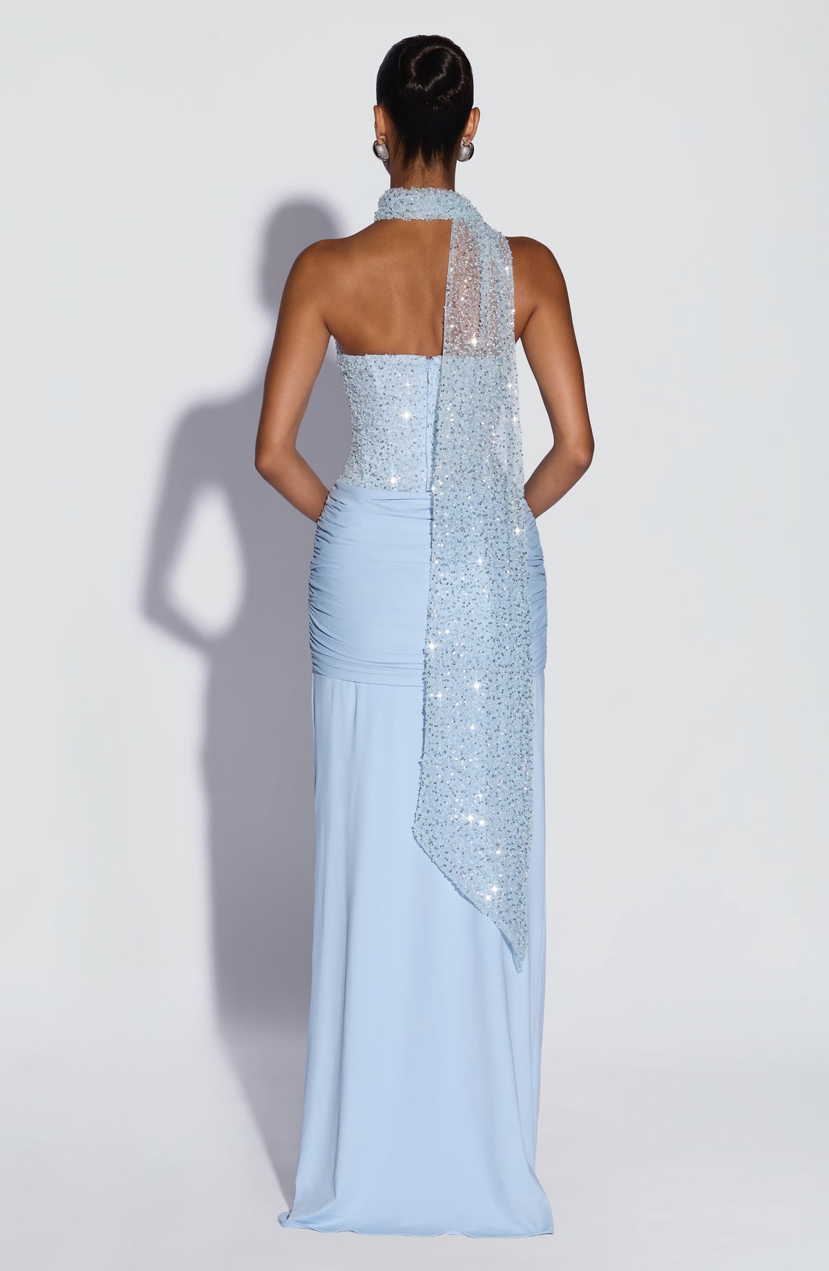 Carina Burgundy Satin Maxi Dress Glacier Blue 8