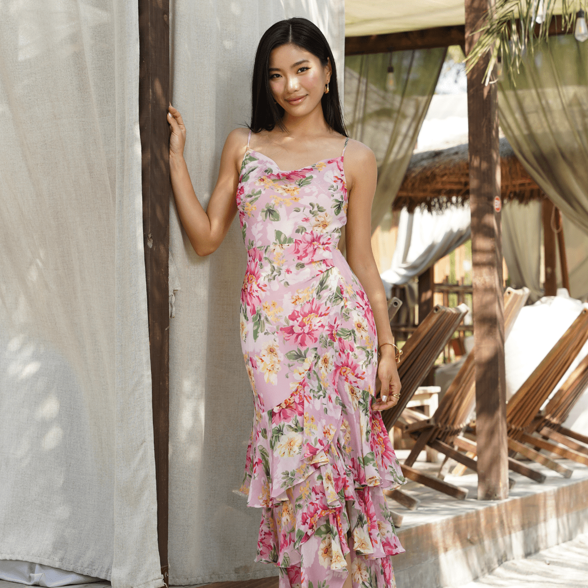 Carmine Silk Maxi Dress SOFT MUSE PINK 2