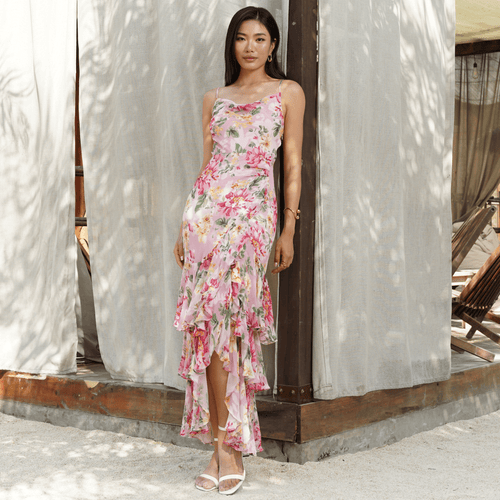 Carmine Silk Maxi Dress SOFT MUSE PINK 1