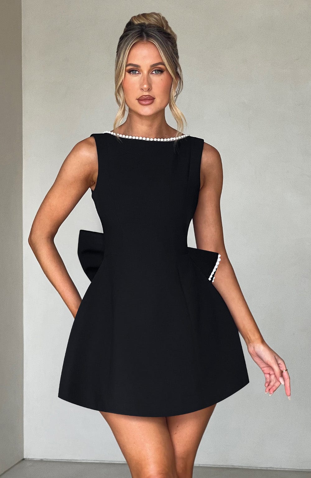 Carrie Satin Mini Dress Black 4