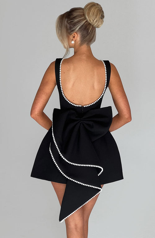 Carrie Satin Mini Dress Black 1