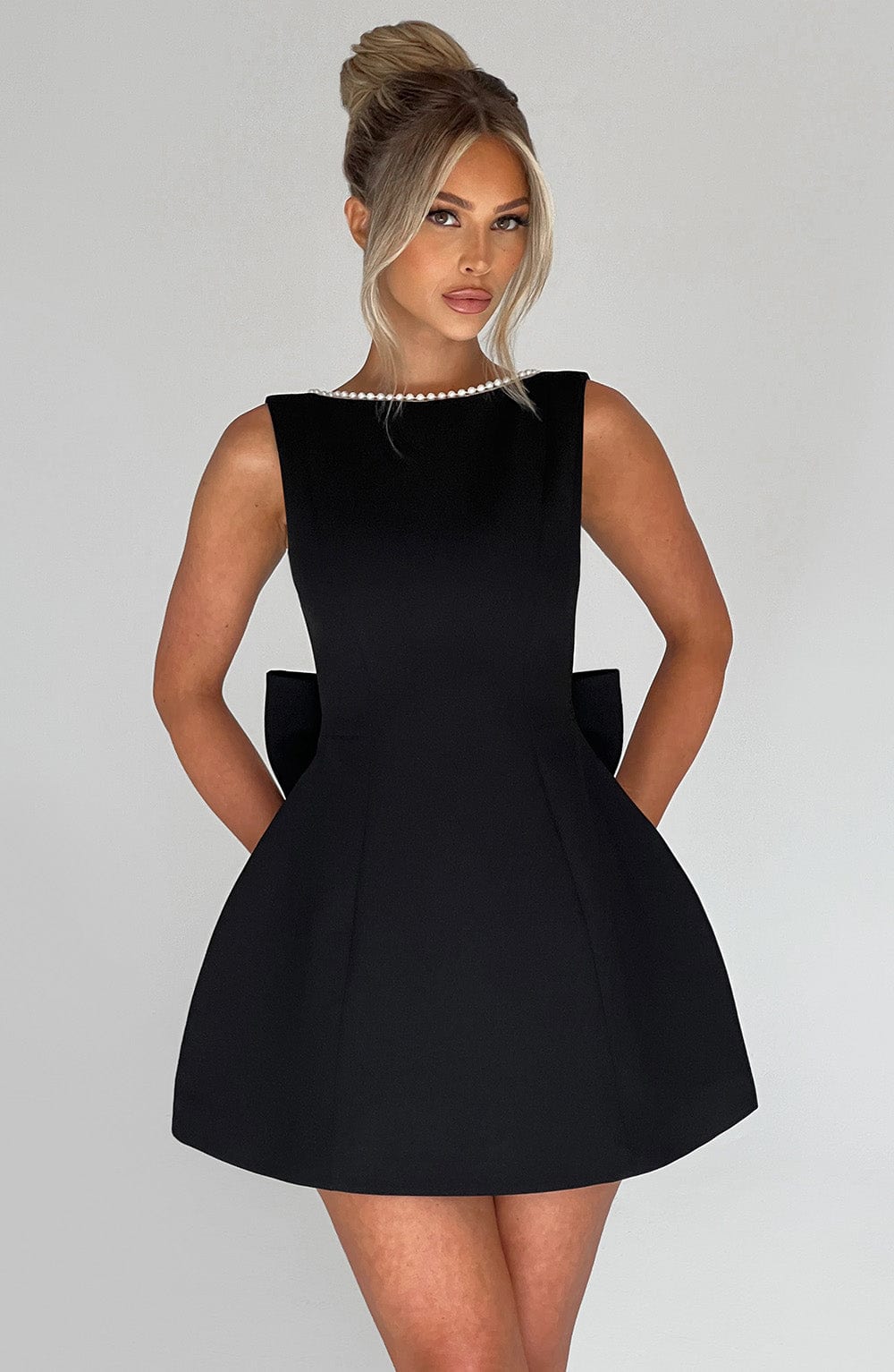 Carrie Satin Mini Dress Black 2