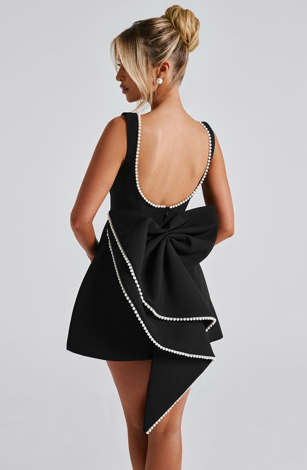 Carrie Black Satin Mini Dress Black 7