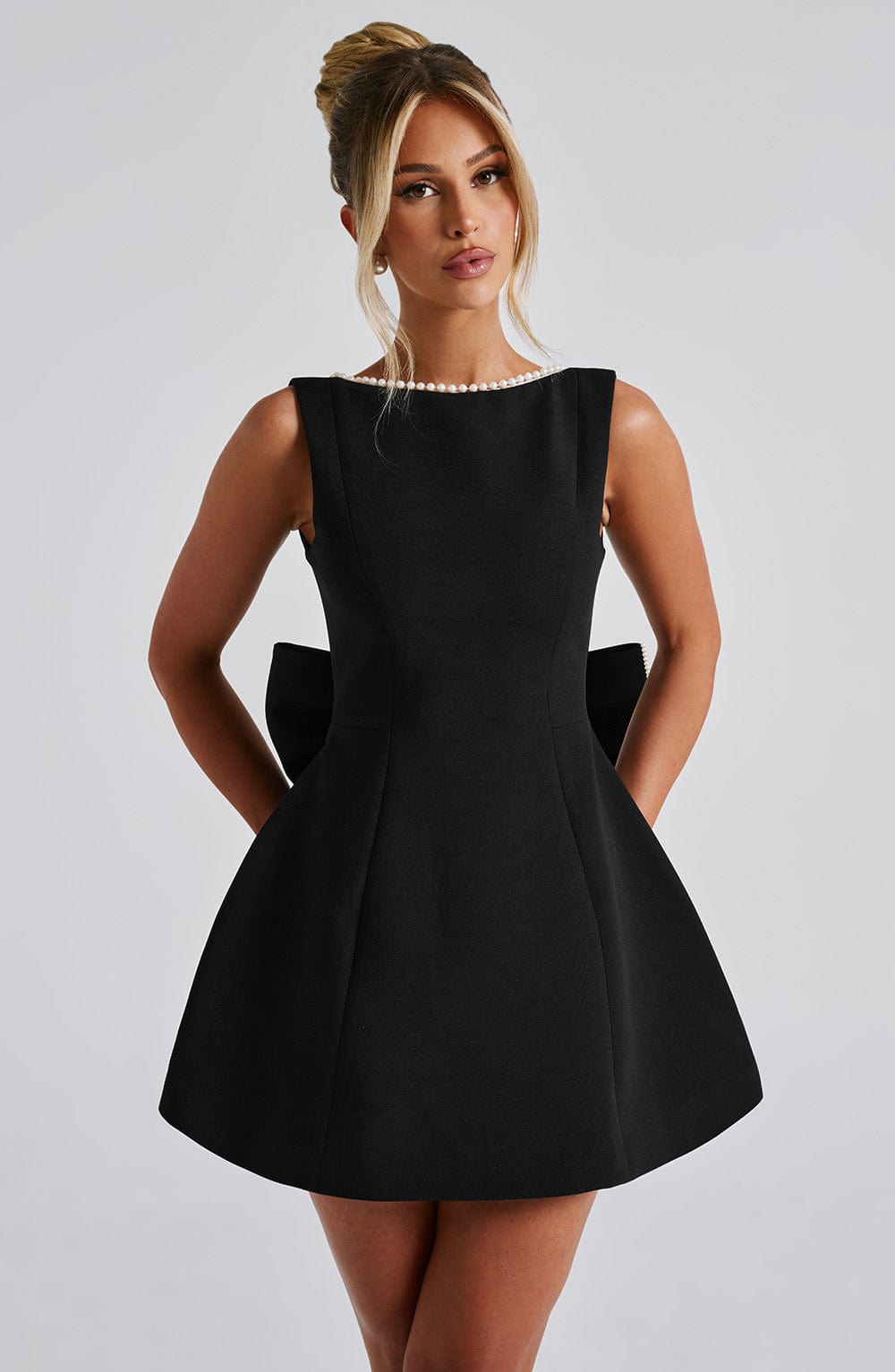 Carrie Black Satin Mini Dress Black 10