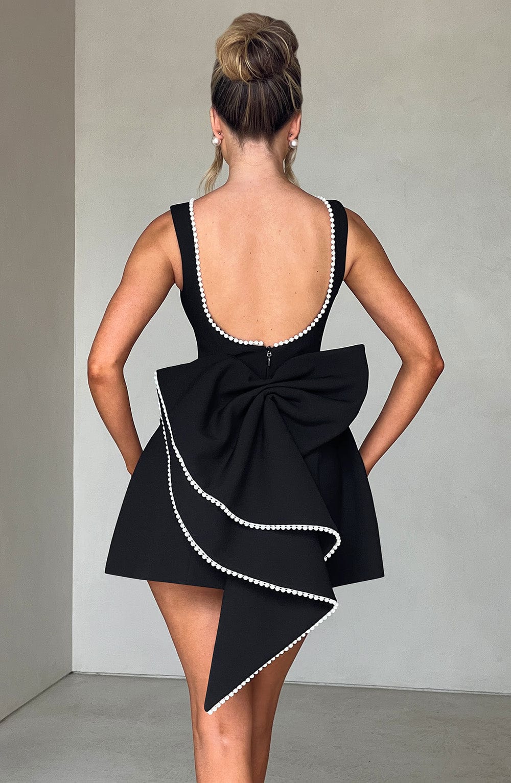 Carrie Satin Mini Dress Black 3