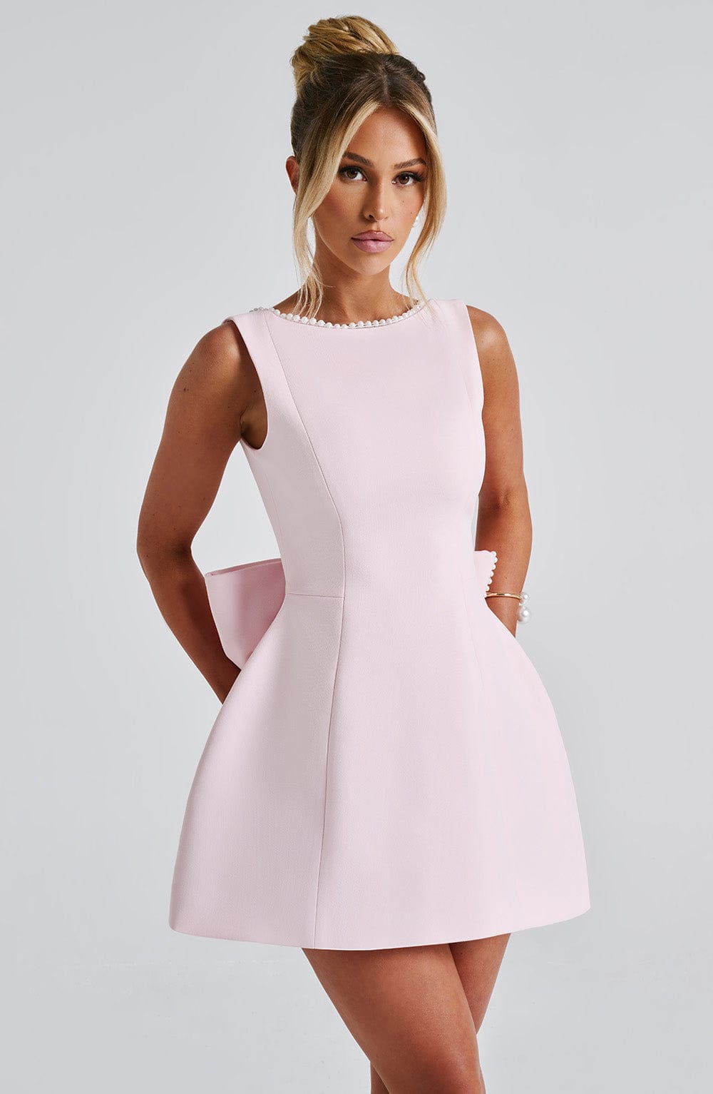 Carrie Satin Mini Dress Blush 5
