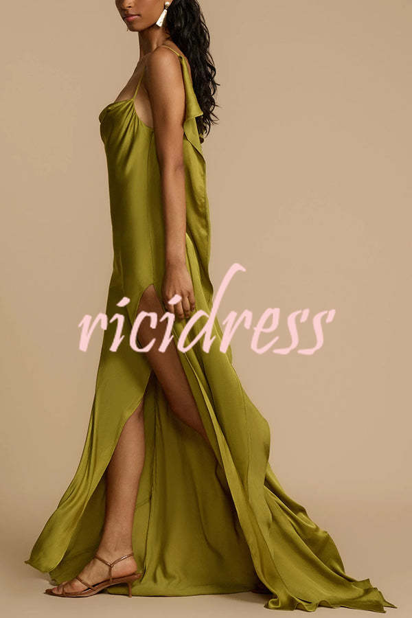 Valentina Satin Maxi Dress Green 8