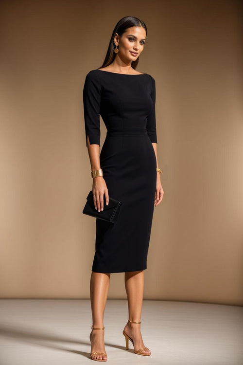 Ginger Satin Sheath Dress Black 1