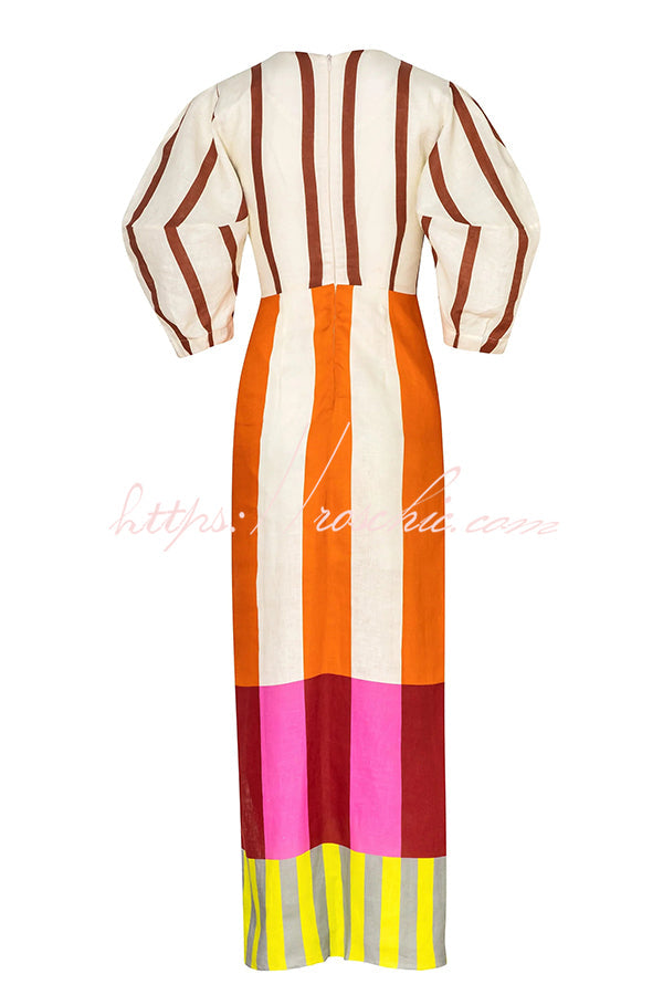 Kaya Linen Maxi Dress Orange 8