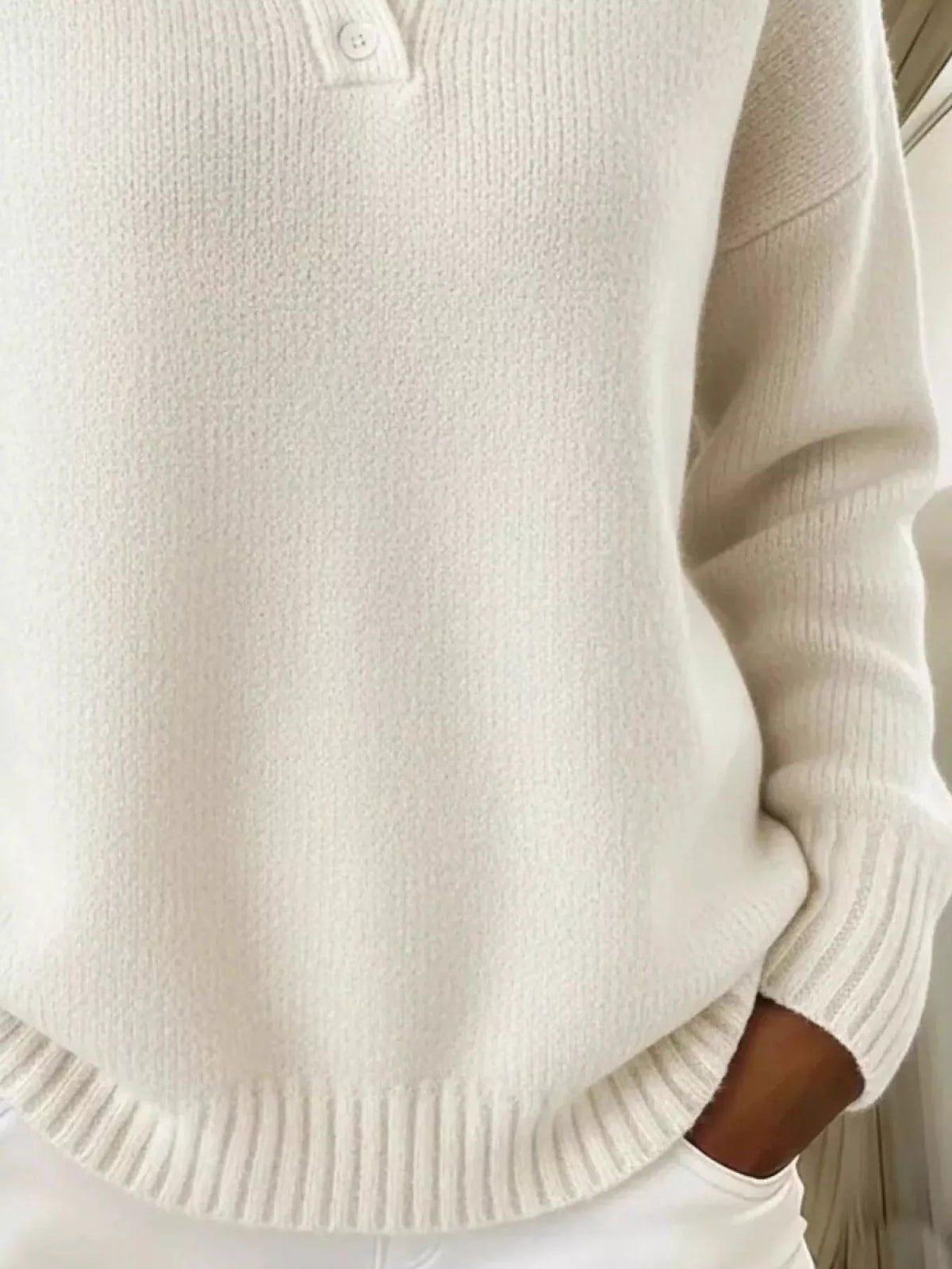Margot Button-Detail Drop Shoulder Sweater Red 3