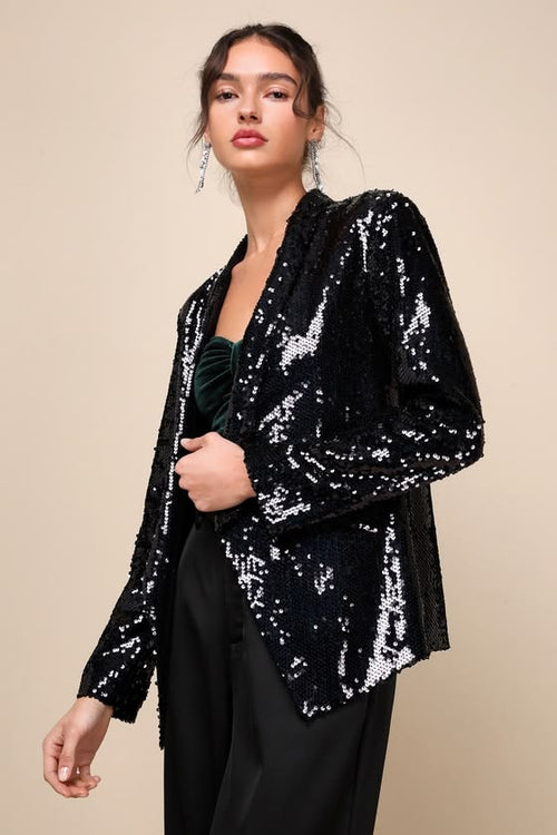Punctuality Black Sequin Blazer Black 1