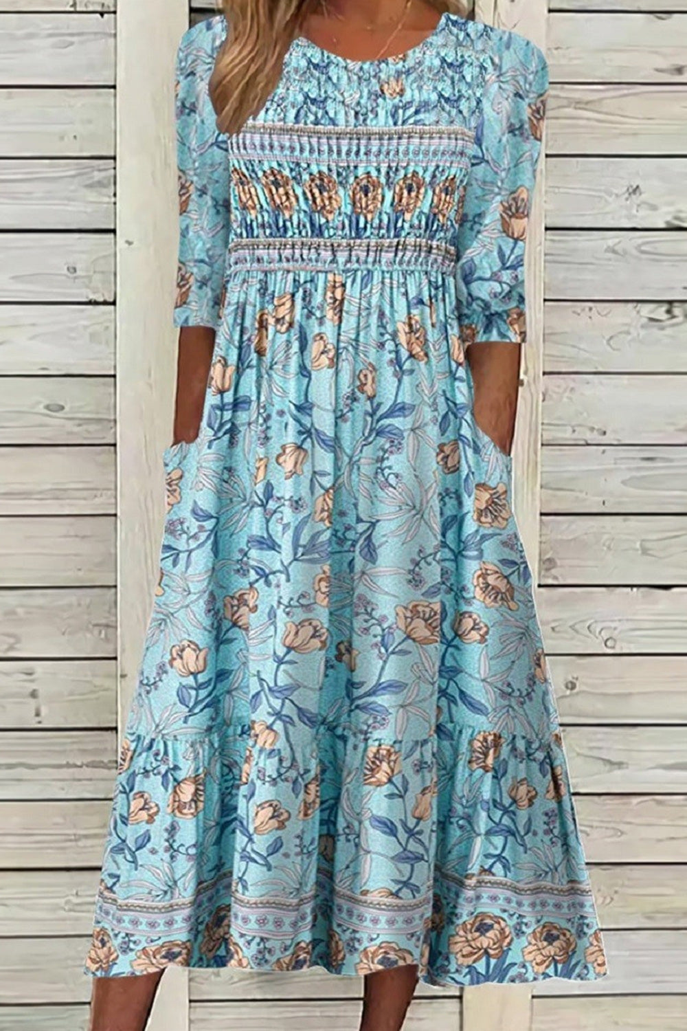 Neve Floral Midi Dress Blue 2