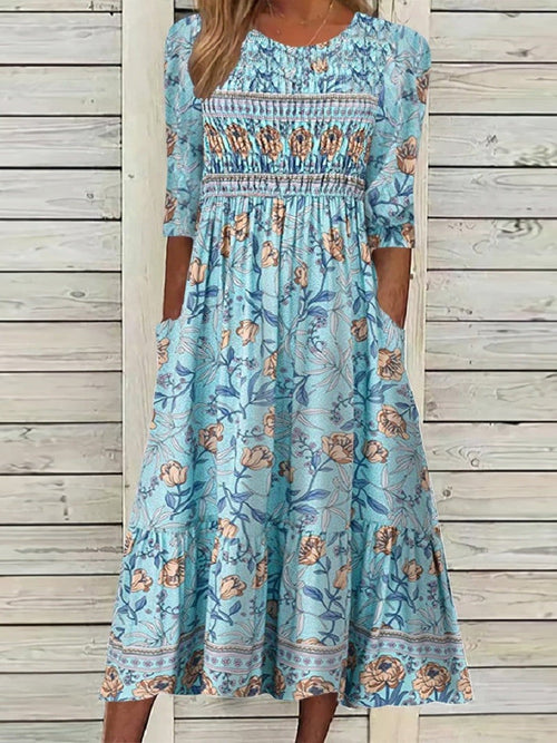Neve Floral Midi Dress Blue 1