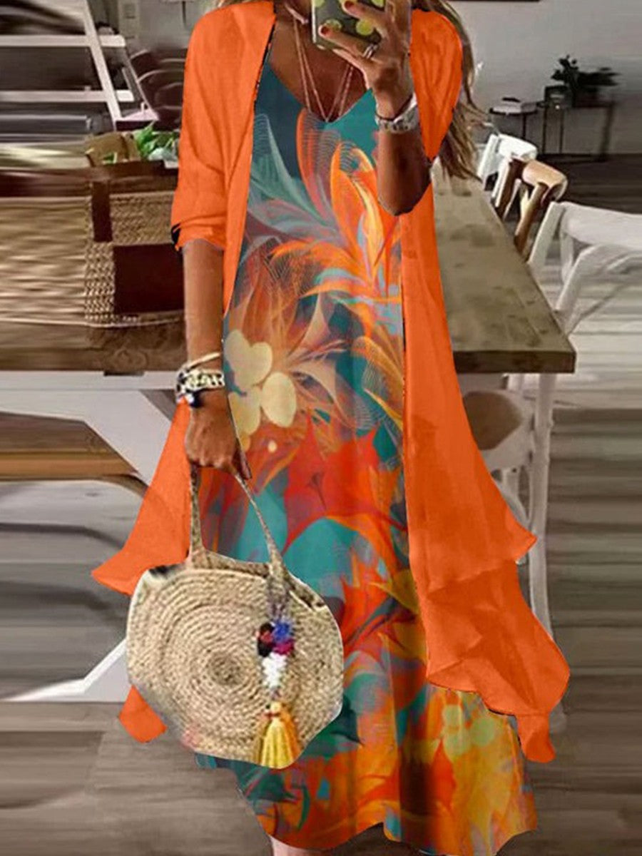 Orsolya Printed Maxi Dress Orange 1