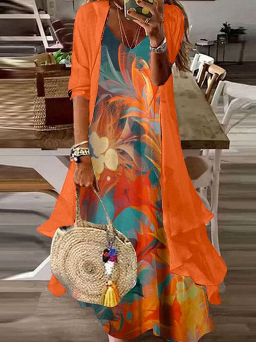 Orsolya Printed Maxi Dress Orange 1