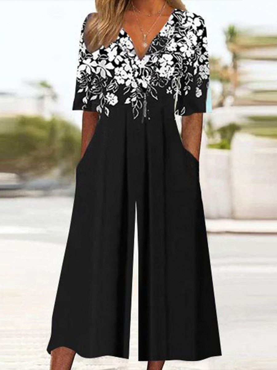 Valentina Floral Jumpsuit Black 1