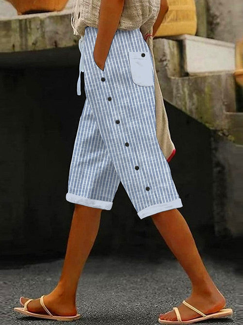 Clementine Striped Wide-Leg Trousers Blue 1