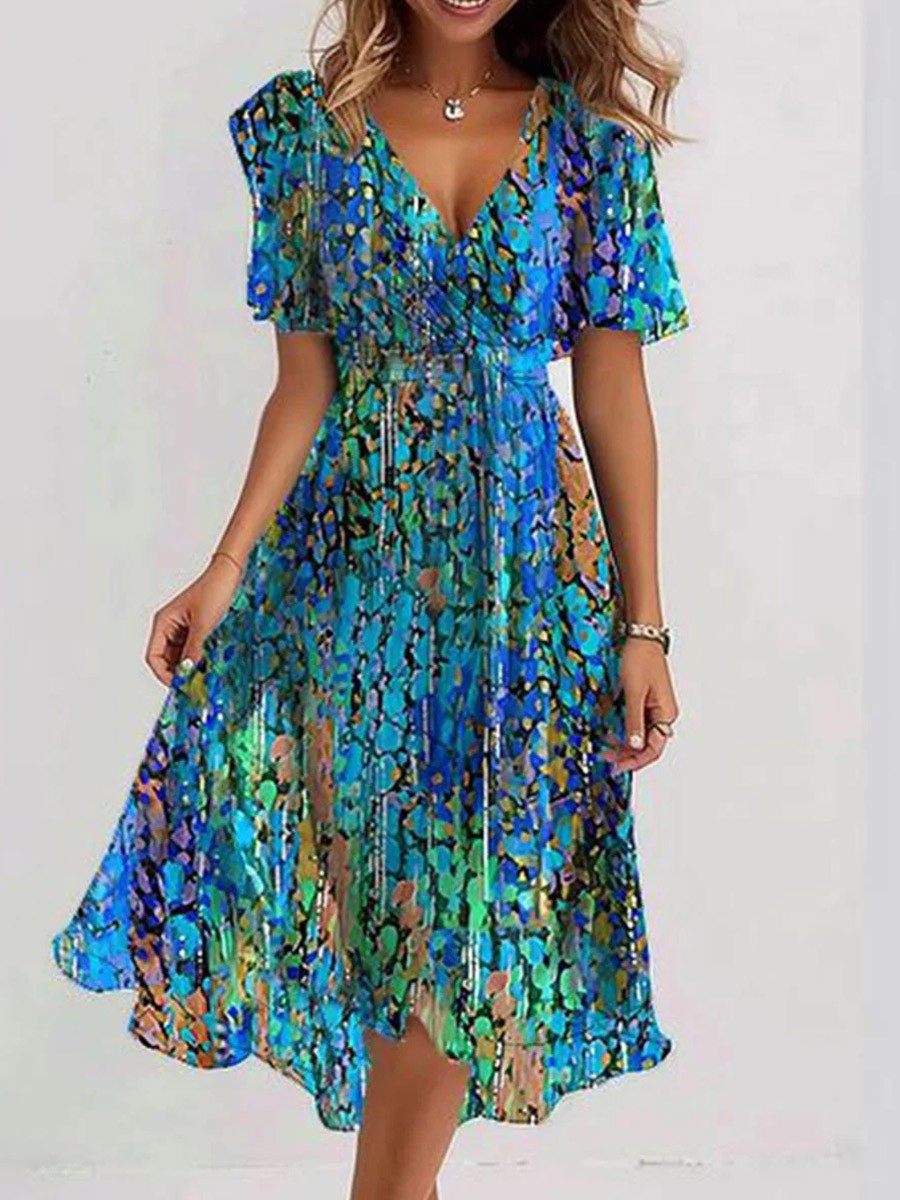 Rhea Satin Midi Dress Blue 1